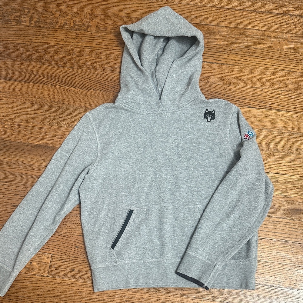 Boys Greyson Gray Hoodie with Wolf Logo L
